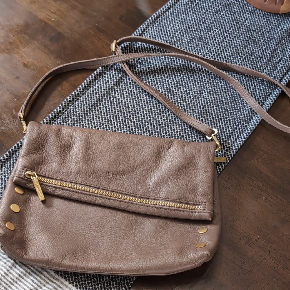 Hammitt Tan Leather Crossbody Bag with Gold Accents